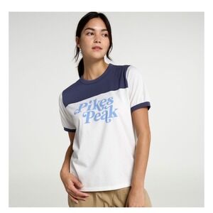 New Alpine Design Womens Colorblock Pikes Peak Tee Lunar Blue Alpine Snow XS $28